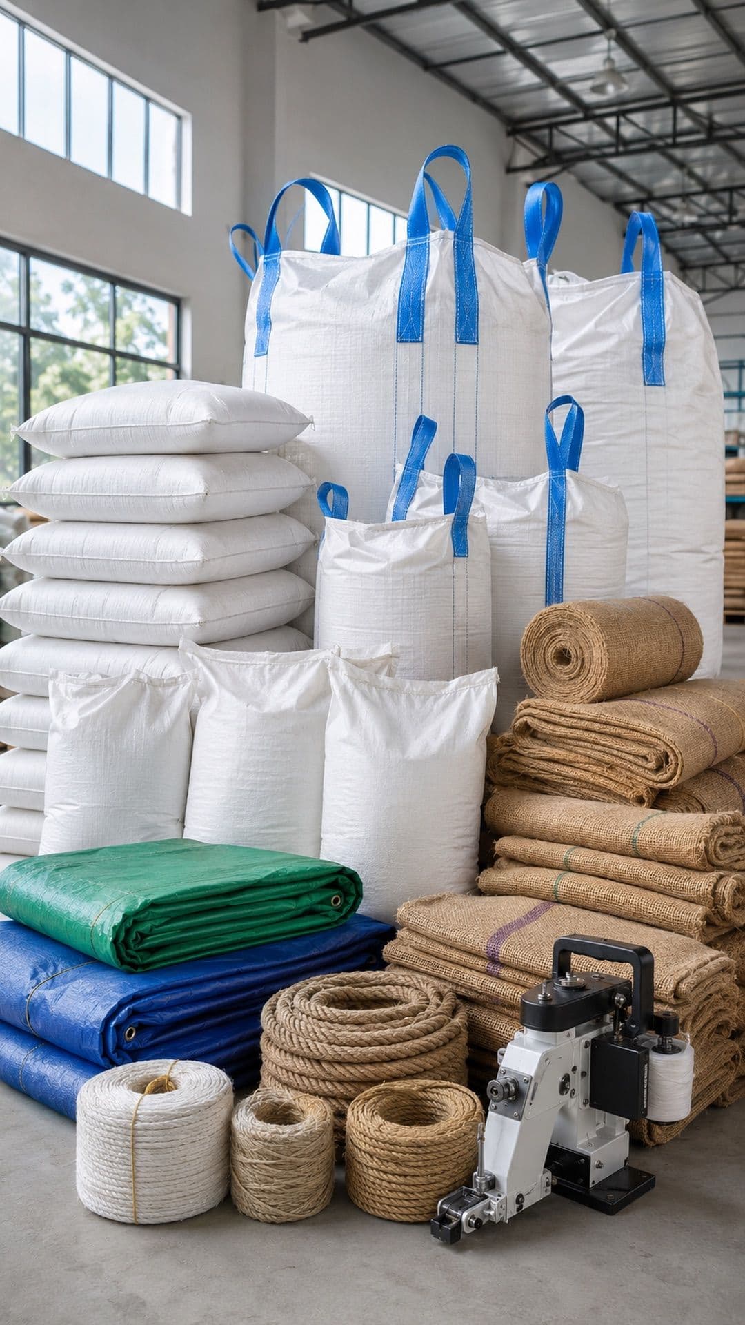 PP çuval, big bag, jüt kumaş, branda, halat-ip ve çuval ağzı dikiş makinesi — Zeybek Ticaret ürün yelpazesi